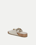 Veronica Beard Prue Croc-Embossed Buckle Sandal - Parchment