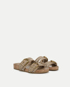 Veronica Beard Prue Woven-Leather Sandal - Sand/Parchment