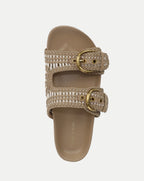 Veronica Beard Prue Woven-Leather Sandal - Sand/Parchment