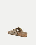 Veronica Beard Prue Woven-Leather Sandal - Sand/Parchment