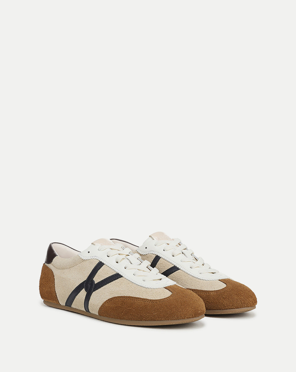 Riviera Suede Sneaker in Beige & Brown | Veronica Beard