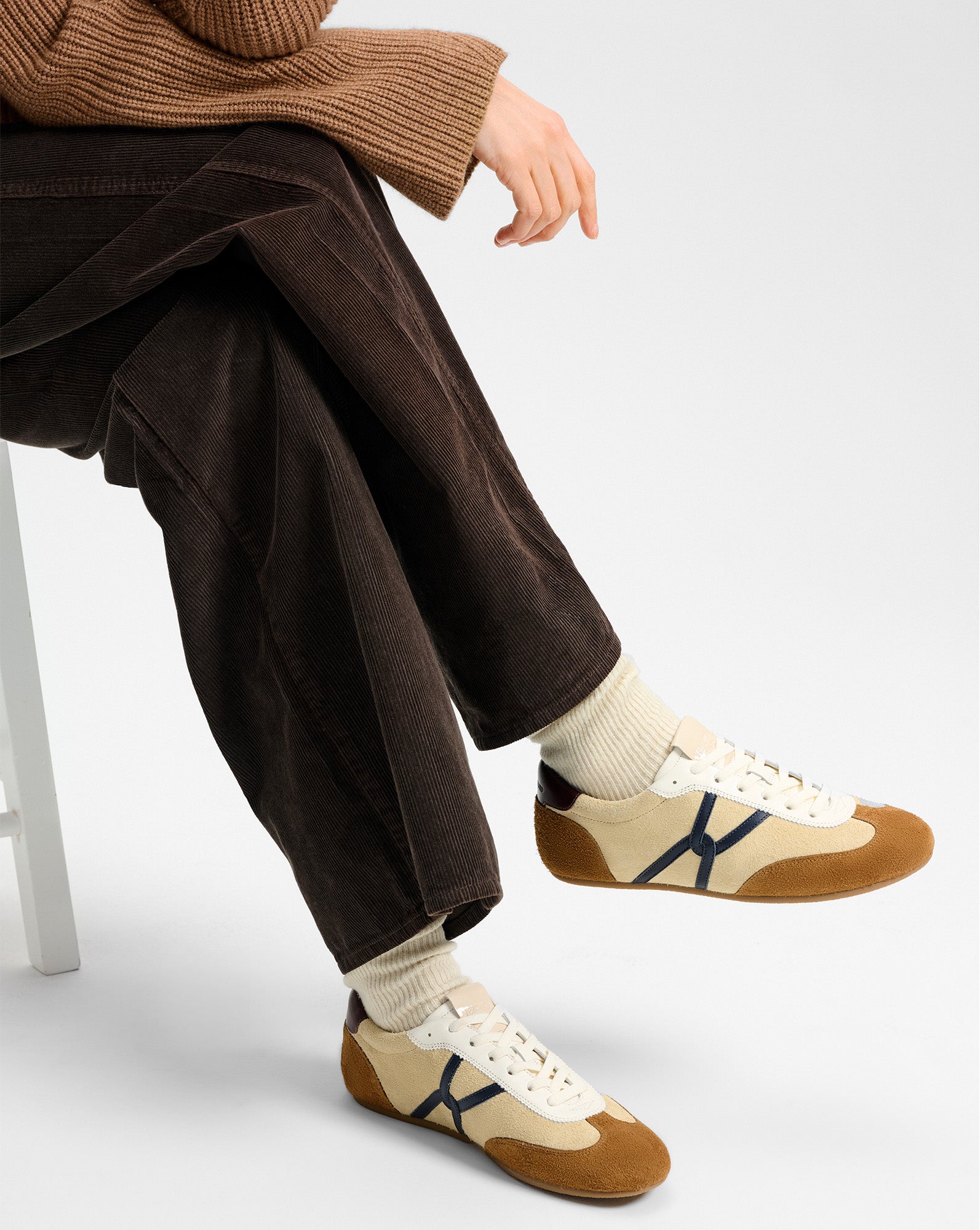 Riviera Suede Sneaker in Beige & Brown | Veronica Beard