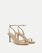 Veronica Beard Sylvie Leather Ankle-Strap Stiletto Sandal - Wheat