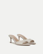 Veronica Beard Tia Croc-Embossed Sandal - Parchment