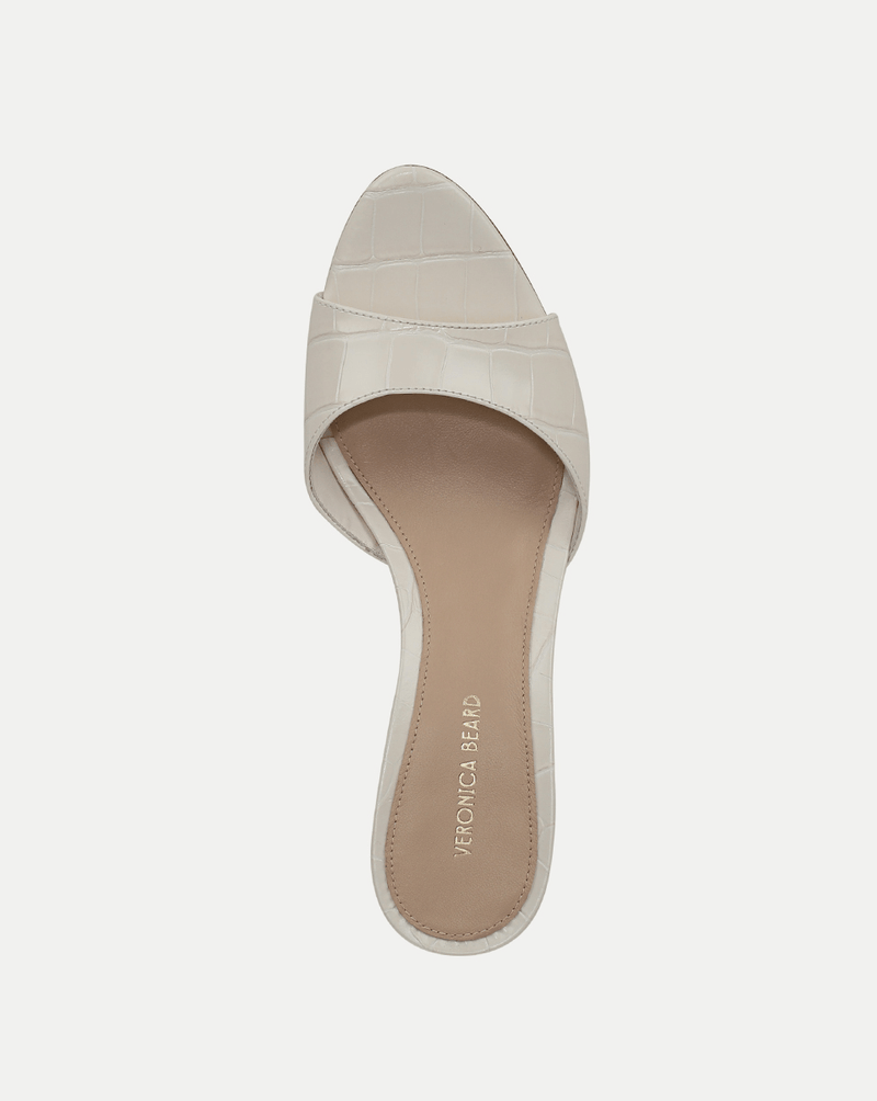 Veronica Beard Tia Croc-Embossed Sandal - Parchment