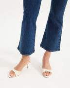 Veronica Beard Tia Croc-Embossed Sandal - Parchment