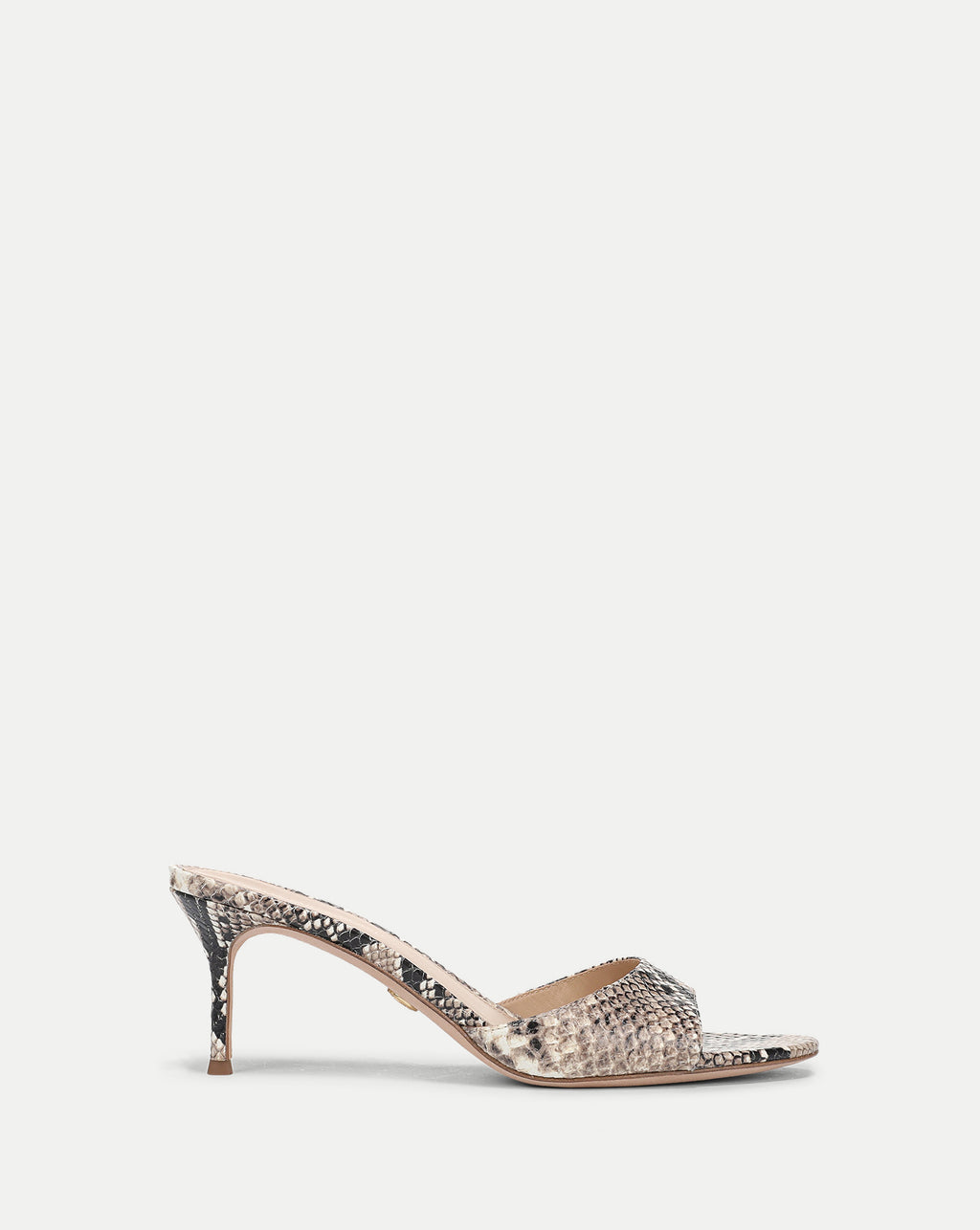 Veronica Beard Tia Leather Kitten-Heel Sandal - Ecru Multi