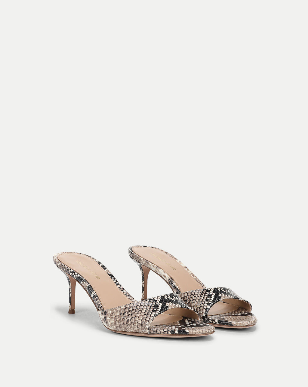 Veronica Beard Tia Leather Kitten-Heel Sandal - Ecru Multi