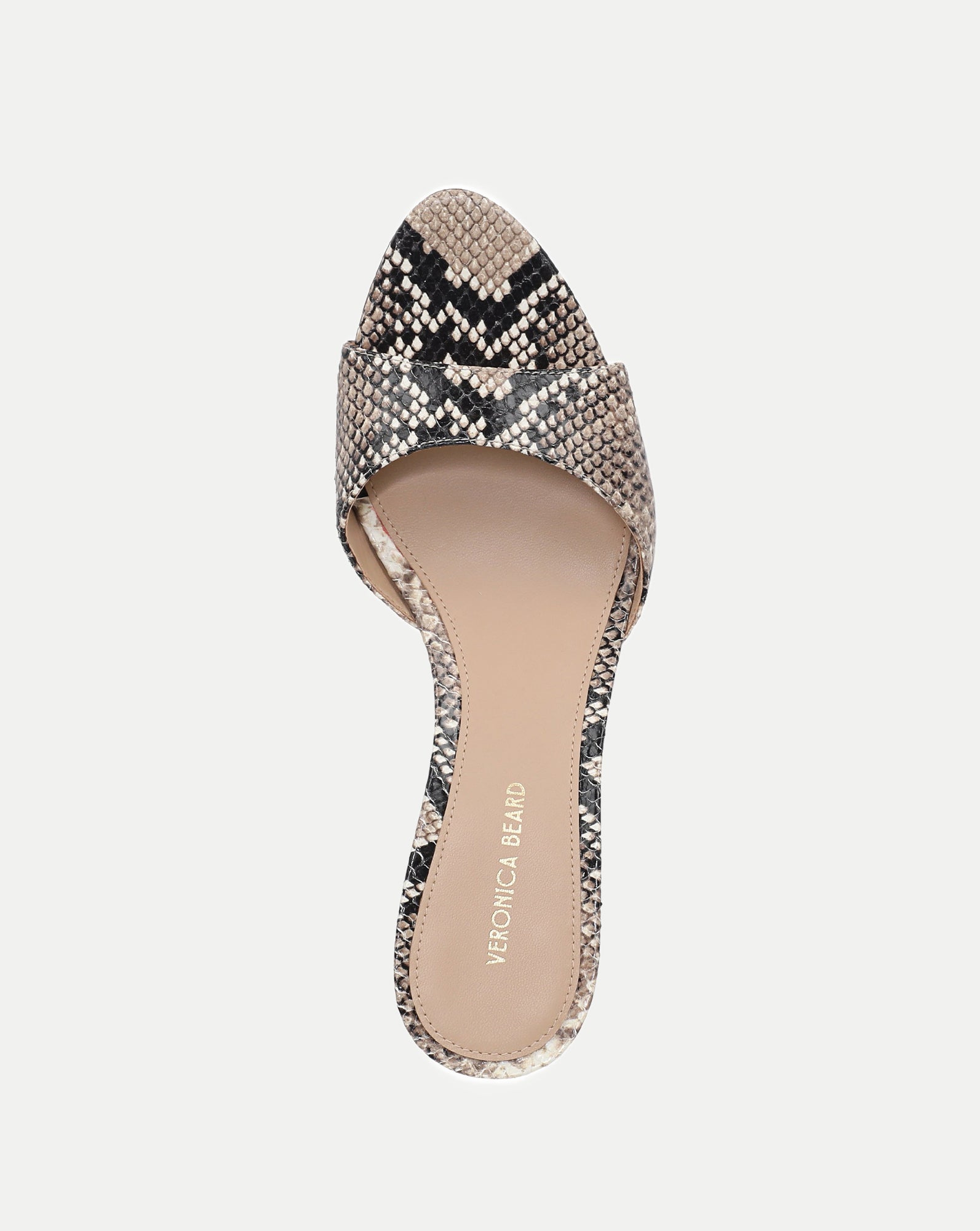 Veronica Beard Tia Leather Kitten-Heel Sandal - Ecru Multi