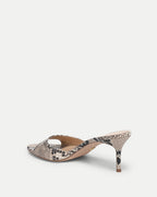 Veronica Beard Tia Leather Kitten-Heel Sandal - Ecru Multi