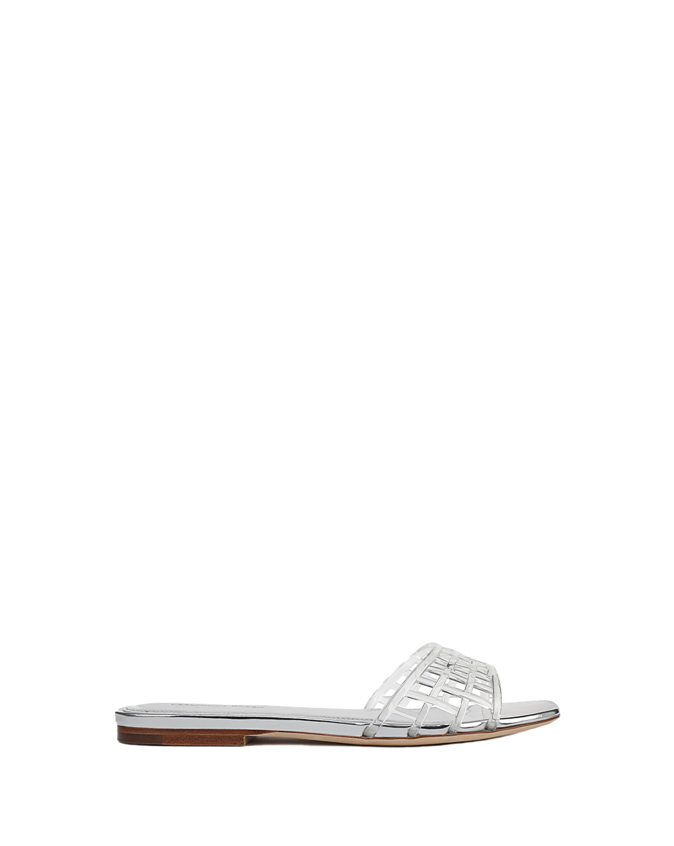 レ.ヴィア　シュシュメリデイアンジェル Maris Jelly Sandal in Clear/Silver | Veronica Beard