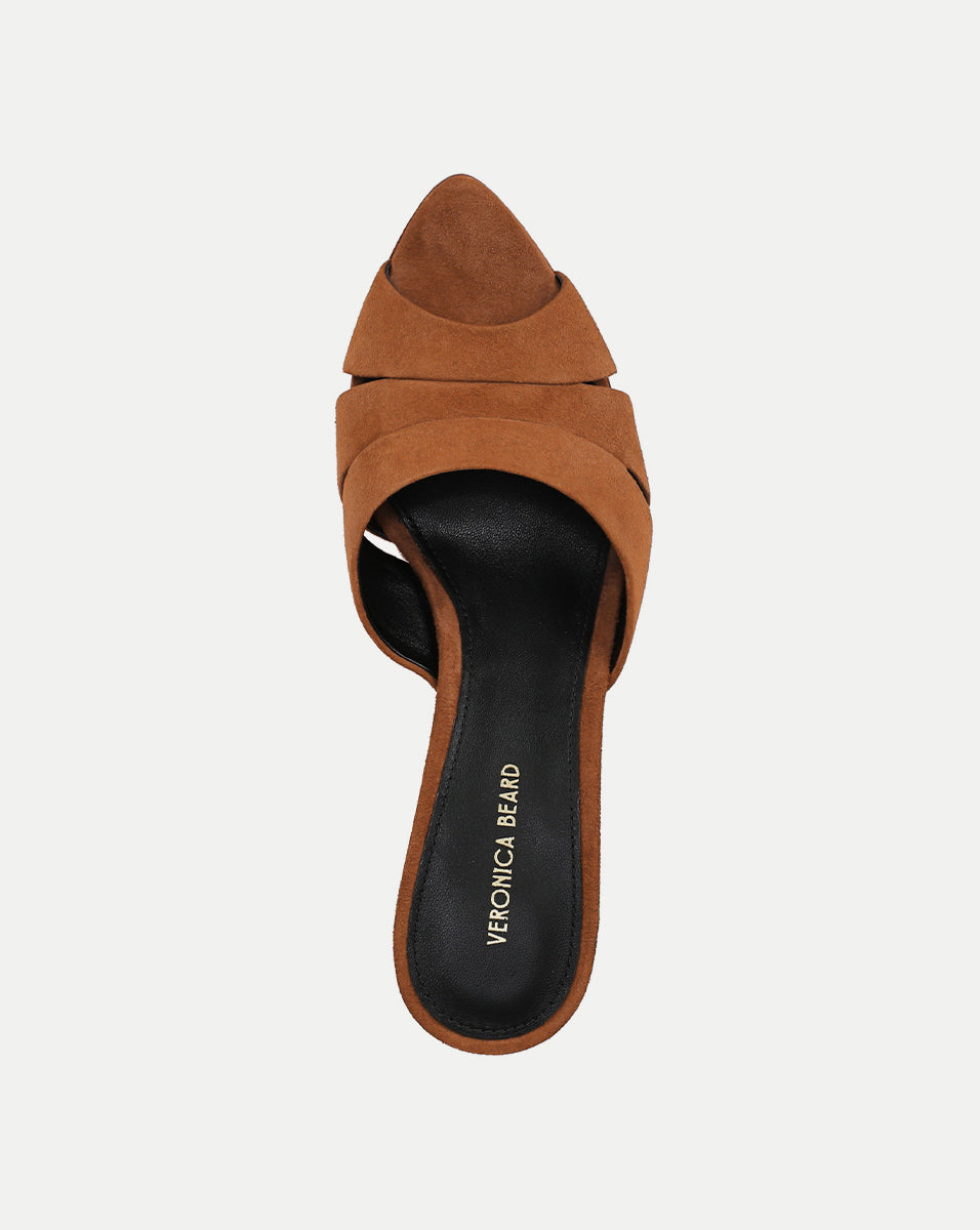 Cassiel Suede Slide Sandal in Light Brown Hazelwood | Veronica Beard