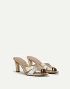 Veronica Beard Cassiel Metallic Slide Sandal - Gold/Silver