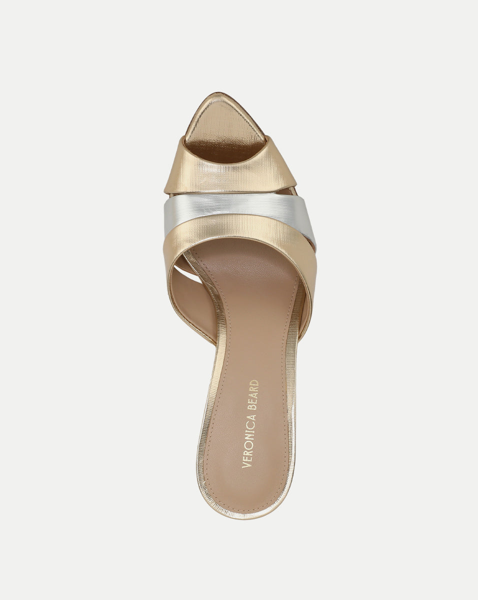 Cassiel Metallic Slide Sandal in Gold & Silver | Veronica Beard