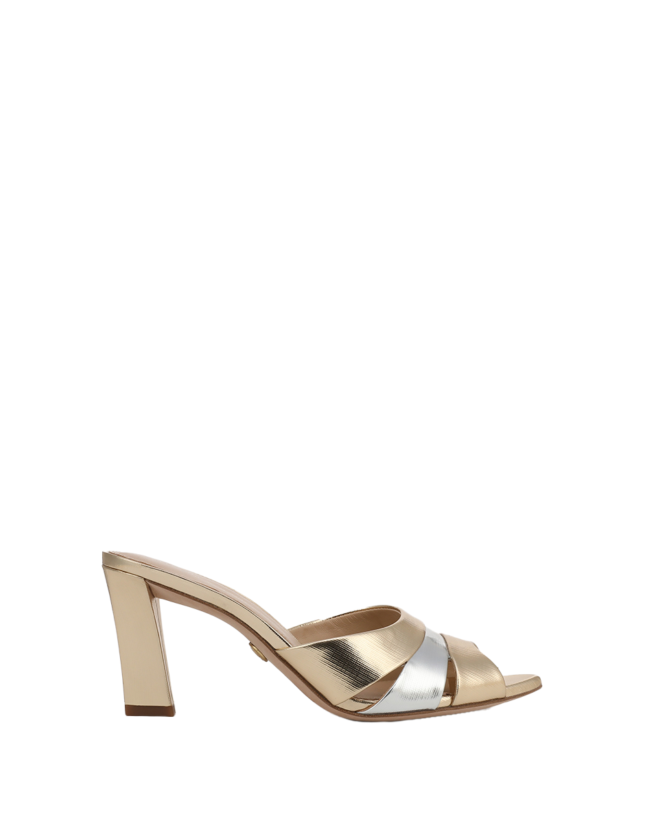 Cassiel Metallic Slide Sandal in Gold & Silver | Veronica Beard