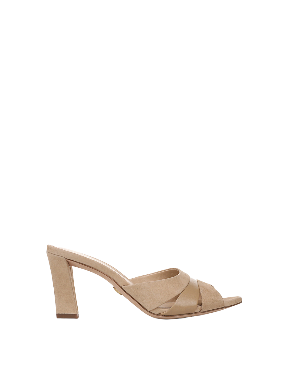 Cassiel Suede Slide Sandal in Sand Beige | Veronica Beard
