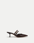 Veronica Beard Corrie Kitten-Heel Mule - Chocolate