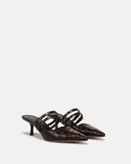 Veronica Beard Corrie Kitten-Heel Mule - Chocolate