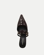Veronica Beard Corrie Kitten-Heel Mule - Chocolate