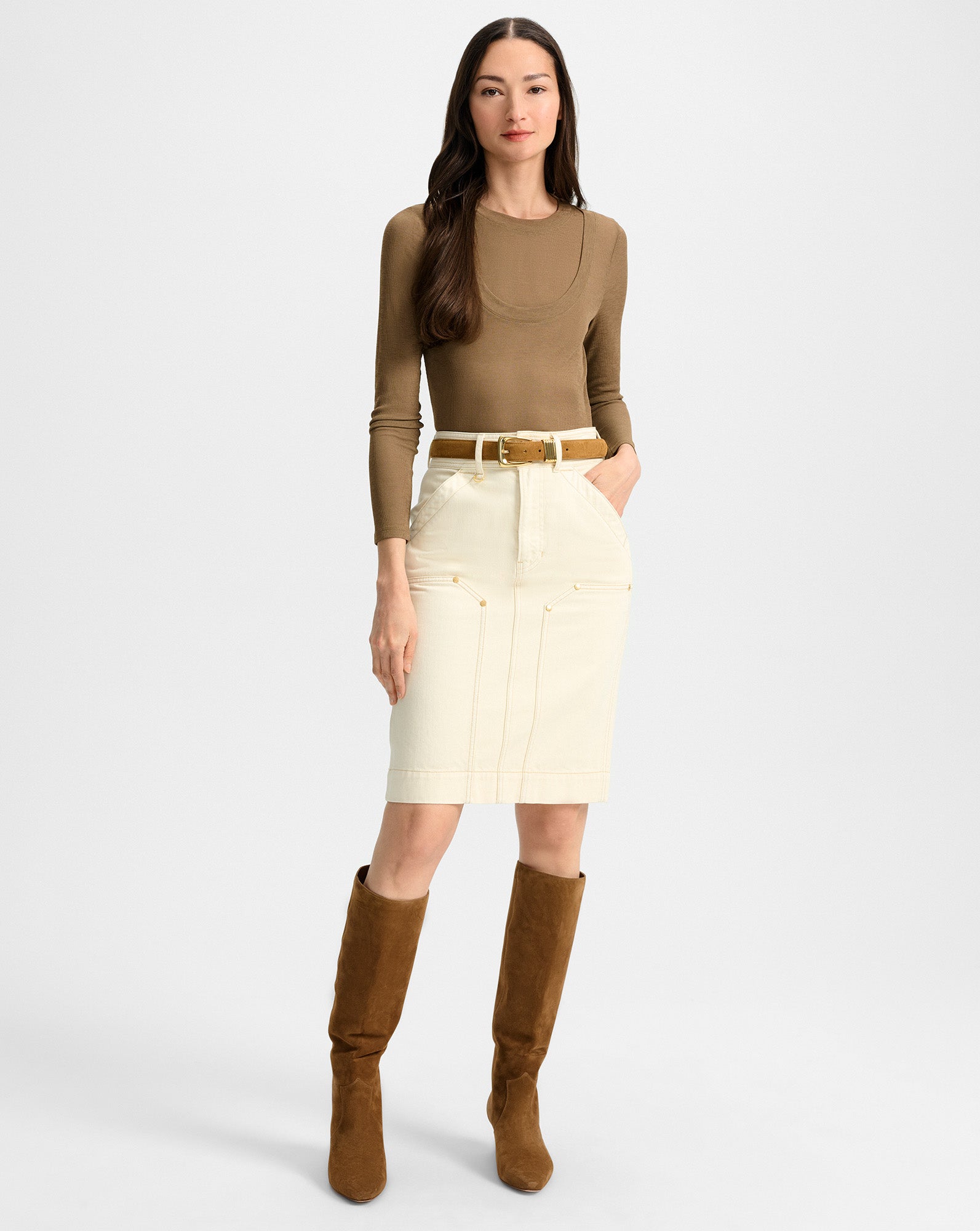 Veronica Beard Kinna Tall Boot | Wide-Calf - Hazelwood