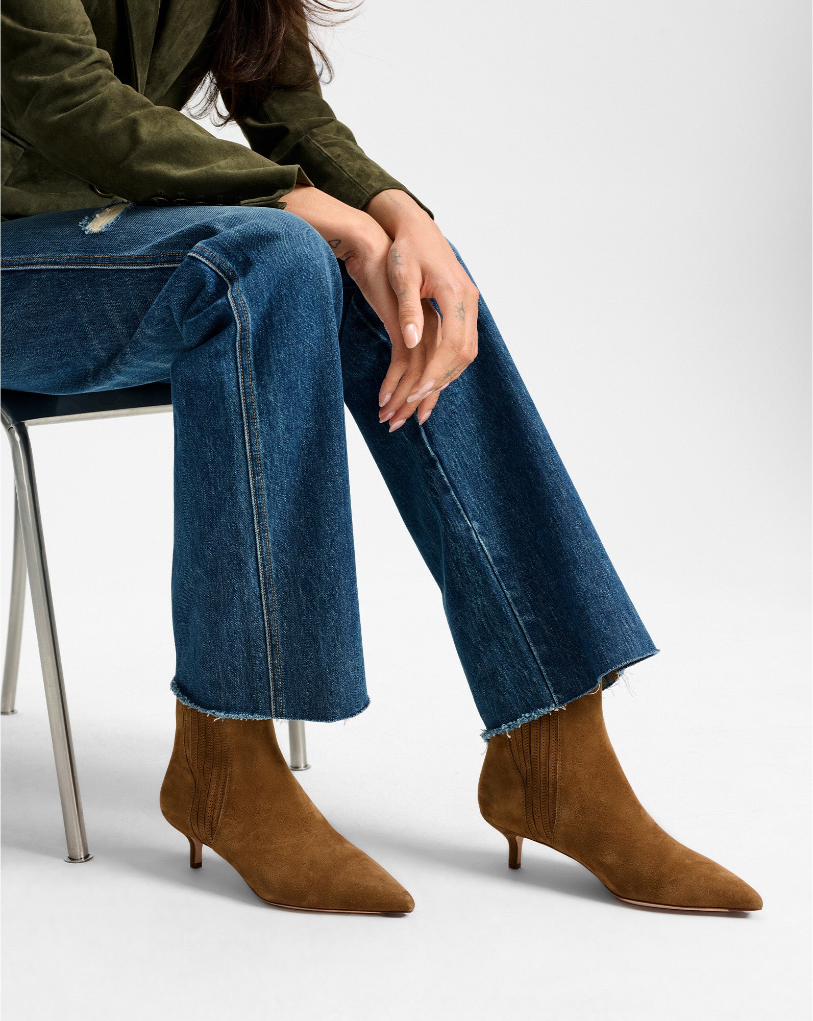 Lisa Kitten-Heel Ankle Boot in Hazelwood | Veronica Beard