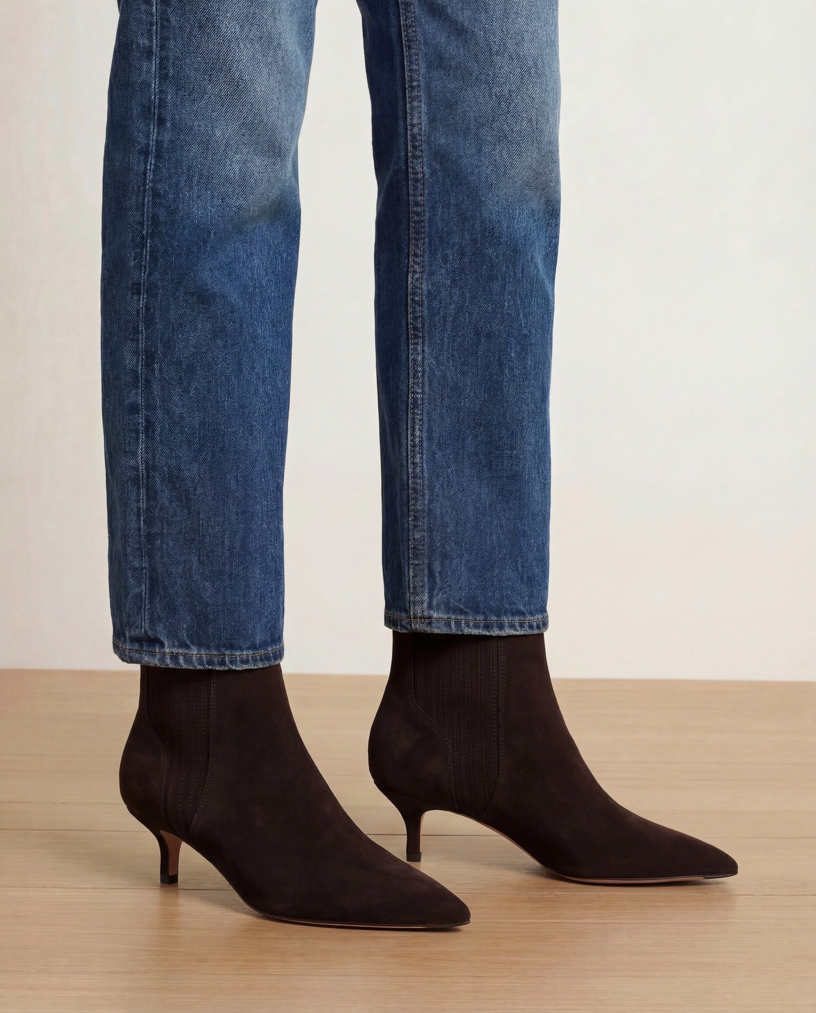 Lisa Kitten-Heel Ankle Boot in Espresso | Veronica Beard