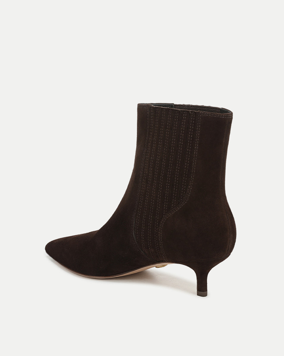 Veronica Beard Lisa Kitten-Heel Ankle Boot - Espresso