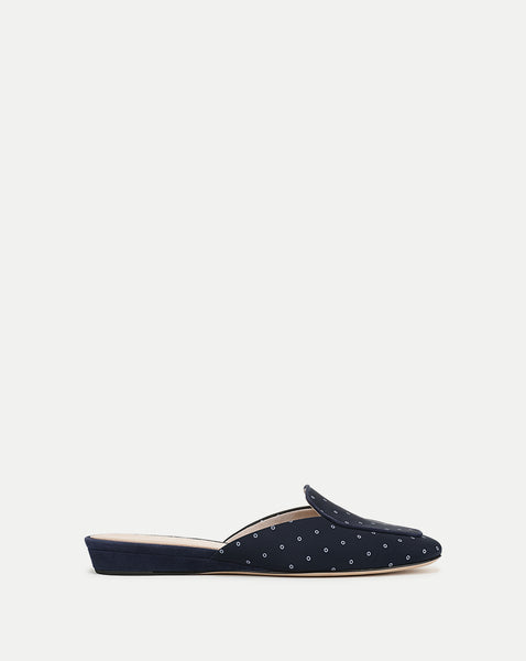 Moritz Printed Loafer Mule in Navy | Veronica Beard
