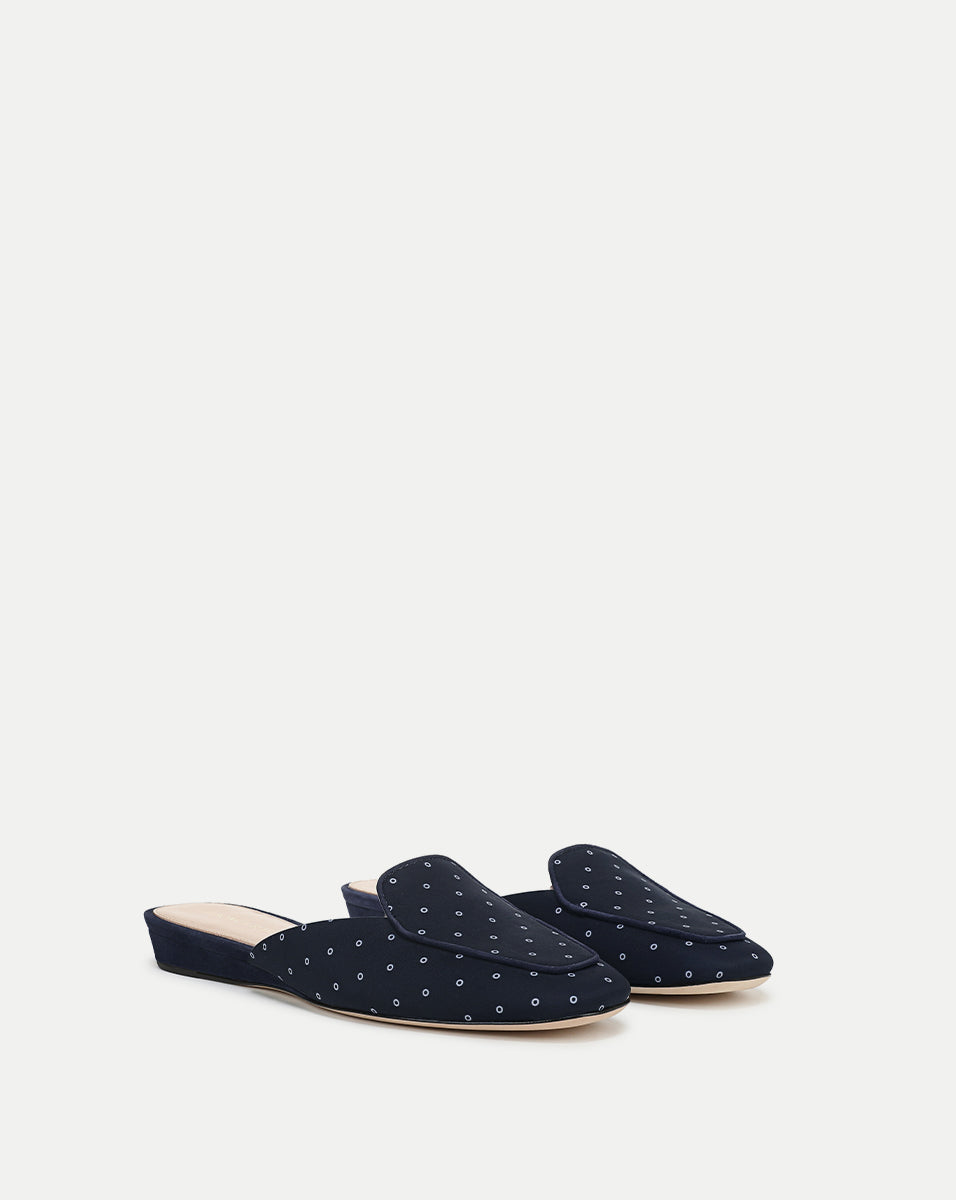 Moritz Printed Loafer Mule in Navy | Veronica Beard