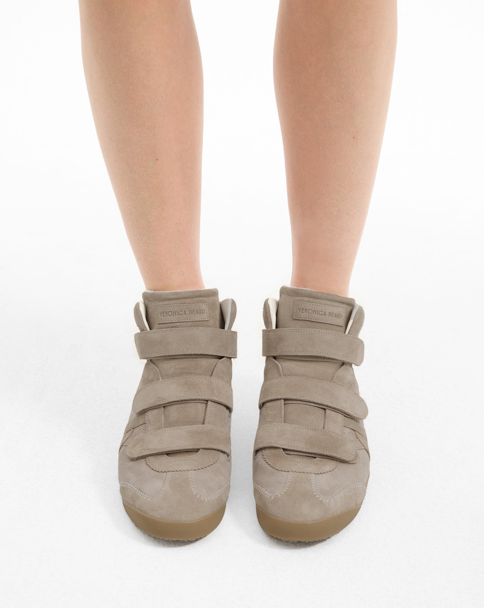 Nima High-Top Velcro Sneaker in Sand Beige | Veronica Beard