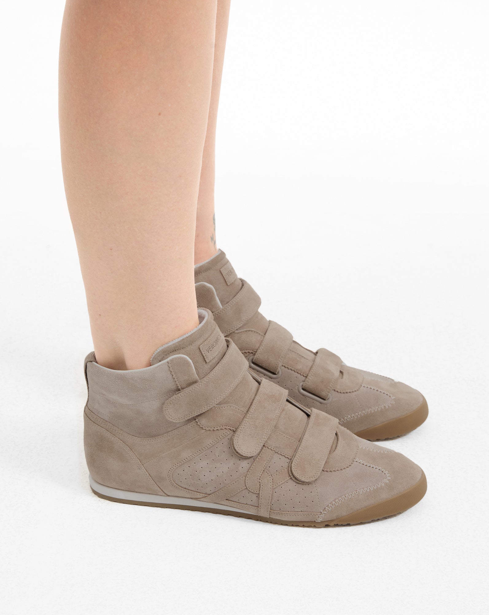 Nima High-Top Velcro Sneaker in Sand Beige | Veronica Beard