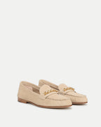 Veronica Beard Penny Suede Chain-Link Loafer - Sand