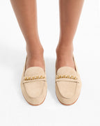 Veronica Beard Penny Suede Chain-Link Loafer - Sand