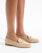 Veronica Beard Penny Suede Chain-Link Loafer - Sand