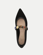 Veronica Beard Selene Embellished Flat - Black