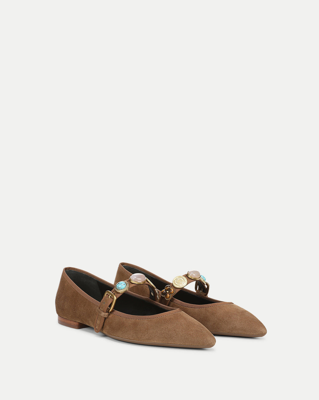 Veronica Beard Selene Embellished Flat - Chestnut