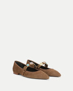 Veronica Beard Selene Embellished Flat - Chestnut