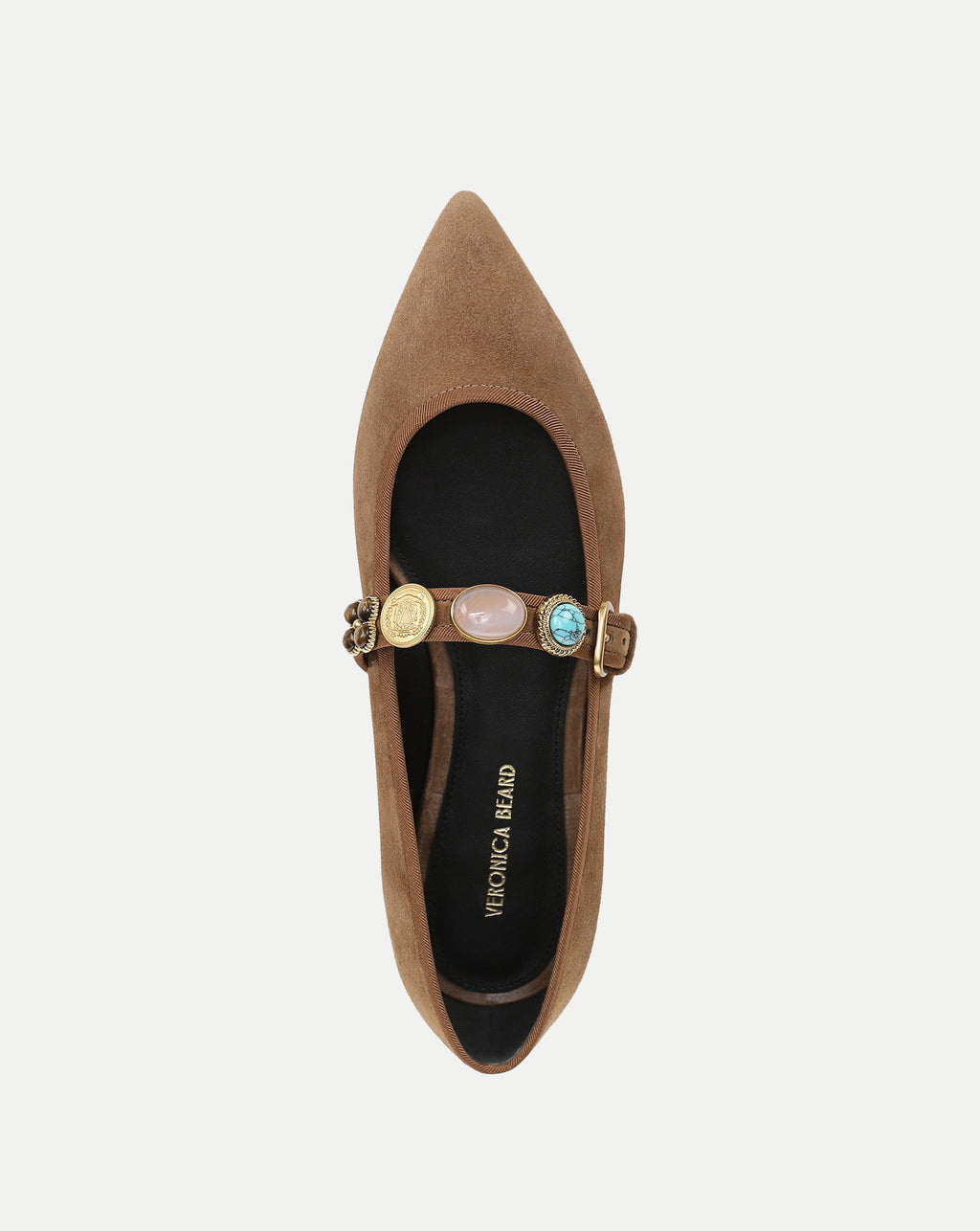 Veronica Beard Selene Embellished Flat - Chestnut