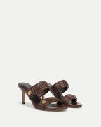 Veronica Beard Sona Woven Heeled Sandal - Chocolate