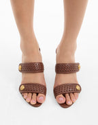 Veronica Beard Sona Woven Heeled Sandal - Chocolate