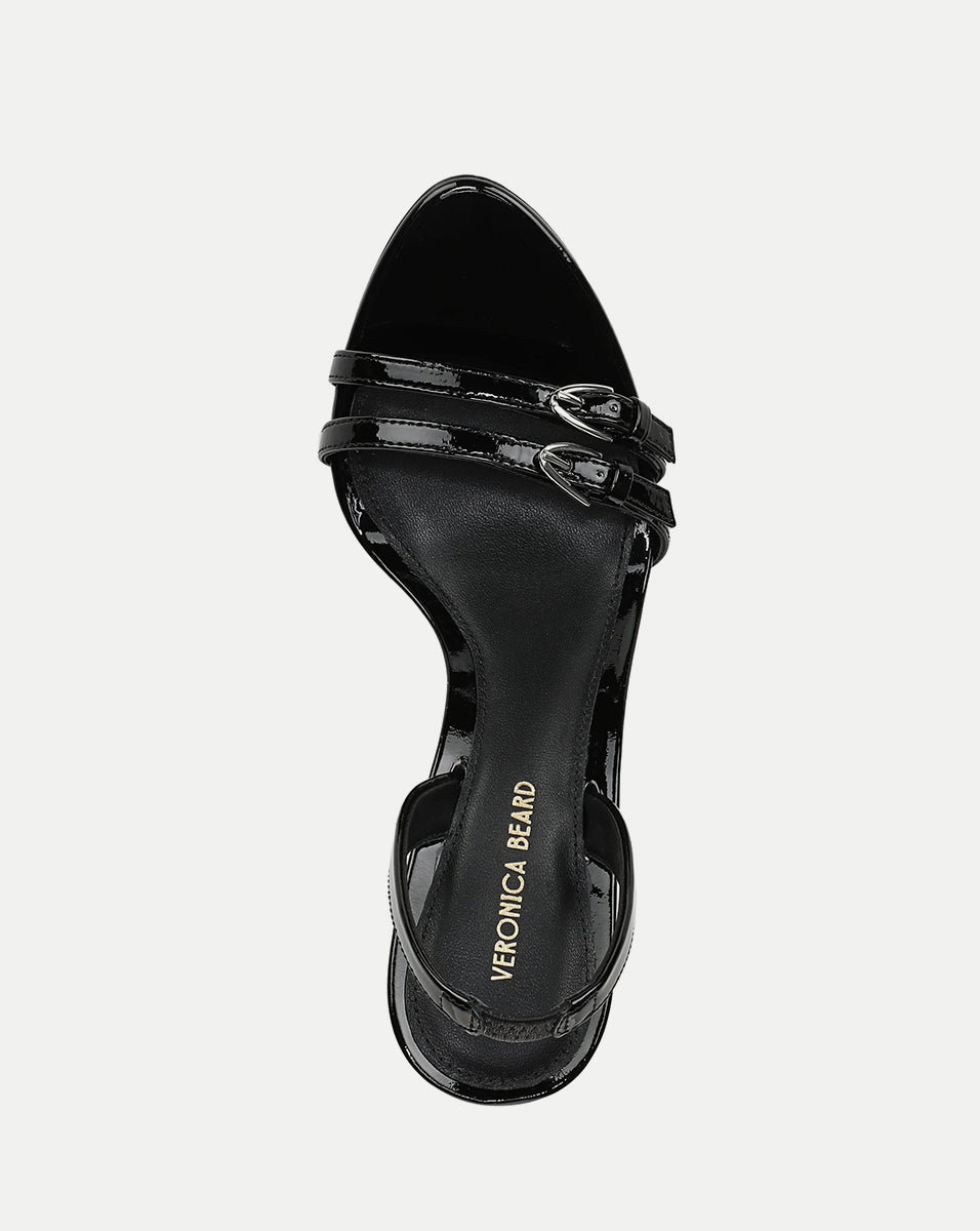 Austin Belted Heel Sandal in Black | Veronica Beard