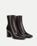 Veronica Beard Cera Leather Ankle Boot - Dark Raisin