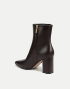 Veronica Beard Cera Leather Ankle Boot - Dark Raisin