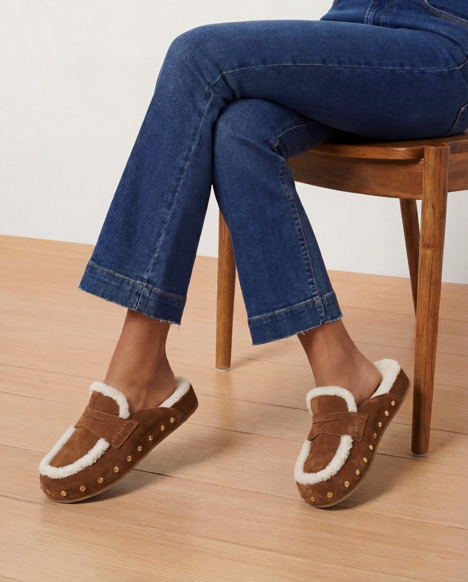 Fenix Shearling Mule in Tan Suede | Veronica Beard