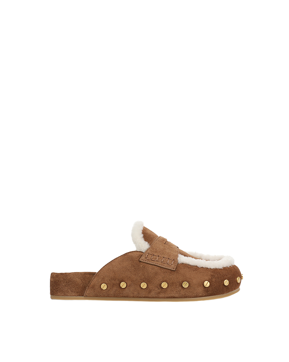 Fenix Shearling Mule in Tan Suede | Veronica Beard