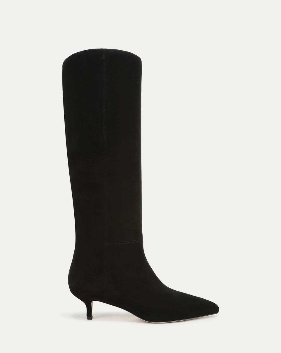 Veronica Beard Lisa Kitten-Heel Boot - Black Suede