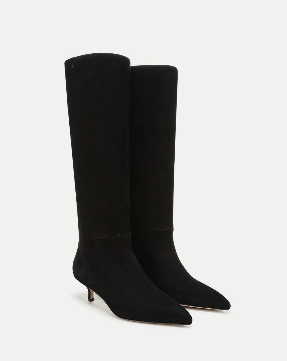 Veronica Beard Lisa Kitten-Heel Boot - Black Suede