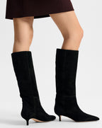 Veronica Beard Lisa Kitten-Heel Boot - Black Suede