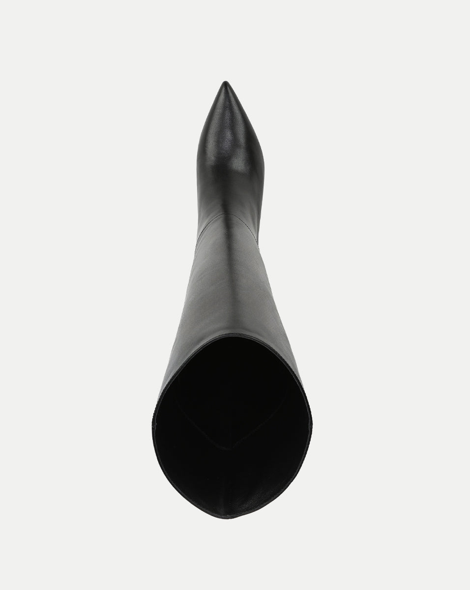 black leather dress boots kitten heel Veronica Beard Lisa Kitten-Heel Boot | Wide-Calf | Black