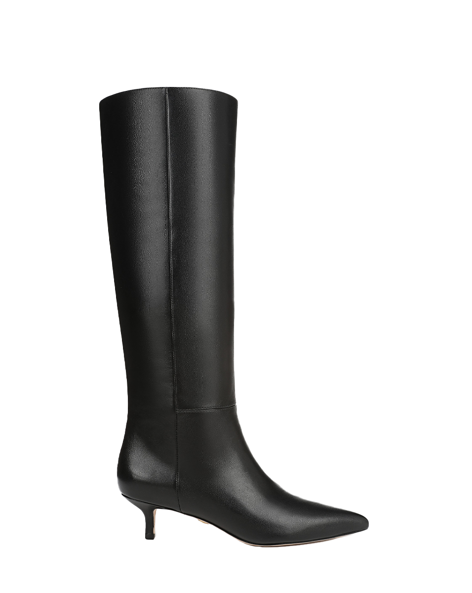 black leather dress boots kitten heel Lisa Kitten-Heel Boot | Wide-Calf in colourway-angelgirl high design CLAYTON DRESS IN BLACK Color:french blue bengaline